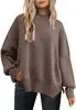 Amazon Europeia suéter de tricô gola redonda cor sólida manga morcego feminino 2026 Outono Inverno folgado manga longa pullover malha