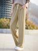 Pantalones anchos suaves y encerados para mujer, de primavera, de cintura alta, rectos, holgados y adelgazantes, con diseño de color liso, informales y rectos.