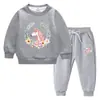 Conjunto de suéter infantil outono e inverno 2023 Estilo ocidental novo grande infantil de veludo acolchoado quente de inverno com mangas compridas