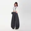 Pantalones Anchos de Pierna Recta, Estilo Americano, Sencillos, con Doble Pliegue, Caída Suelta, Forma de Cimitarra (Excluyendo accesorios) Lana Gris Caqui Negra