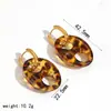 Serie de Leopardo Europeo y Americano Transfronteriza Conjunto de Joyería de Pulsera y Aretes de Acero Inoxidable Aretes Estilo Maillard Chapados en Oro de 18 Quilates