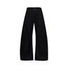 26202 Estilo Old Money Retro para Hombre y Mujer Modernos Diseño con Pliegues Decorados con Botones Pantalones de Corte Holgado con Dobladillo Curvo