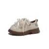 Zapatos pequeños de piel para niña, nueva colección primavera/verano 2026, zapatos infantiles con lazo de pedrería, perlas y detalles de encaje