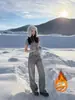 Jeans Rectos de Doble Cara con Pedrería Estilo Retro Americano para Mujer, Pantalones de Pierna Ancha Adelgazantes de Cintura Alta Forrados de Polar Más Vendidos en Invierno