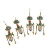 Brincos vintage para mulheres Hetian jade fivela de segurança prata esterlina ouro queimado Blue Lotus brincos estilo antigo Super fairy court estilo borla