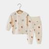 Ropa de otoño para bebé pantalones largos algodón puro cintura alta fondo traje de ropa interior para bebé protección vientre abertura pijamas para niños para casa cálido