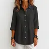 2026 Venda Quente Ebay Amazon Algodão e Linho Solto Manga Longa Feminina Plissada Plus Size Camisa