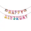 Decoración de Fiesta de Té de Princesa para Cumpleaños Infantil Niñas Banderín de Tirar Decoración de Globos Espirales Set