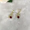 Amazon Pendientes de Gota de Aceite Nueva Serie de Frutas Cerezas Pendientes para Niñas Chapado en Cobre Oro Real Fábrica Joyería al por Mayor