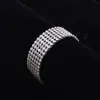 Pulsera de Diamantes Europeos y Americanos Transfronterizos de Lujo Multicapa con Brillo y Pedrería, Pulsera de Novia de Moda y Personalizada con Múltiples Filas de Tiras de Diamantes para Chica Popular