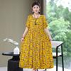 Nuevo Estilo Estilo Extranjero Ropa de Madre de Mediana Edad Vestido de Seda de Algodón Bueno de Alta Gama Verano para Mujer Talla Grande Manga Corta Color con Bolsillo de Solapa Pantalones