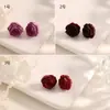 Brincos de tarraxa de flor de rosa degradê tridimensionais pequenas estilo chinês novo estilo antigo combinando com Hanfu acessórios pequenos e requintados leves para meninas