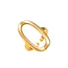 Anillo de Acero Inoxidable Estilo Europeo y Americano con Corte Irregular Abierto para Mujer, Joyería Personalizada de Acero de Titanio Chapado en Oro de 18K