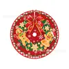 Falda para árbol de Navidad de felpa corta nueva transfronteriza con cascabeles, impresión digital, falda de árbol de decoración festiva, al por mayor en stock