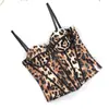 Top Sexy de Cuero Sintético con Estampado de Leopardo para Moldear el Cuerpo con Copas para Apretar el Abdomen y Dar Forma al Cuerpo Sujetador de Ballenas de Gama Alta para Usar como Prenda Exterior