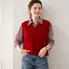 Chaleco de punto multicapa de corte holgado otoño/invierno 2026, suéter de cachemira con cuello en V, chaleco de punto sin mangas, chaleco de cachemira para mujer