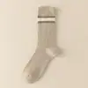 Calcetines Suaves y Acogedores de Lana para Mujer, Otoño e Invierno, de Doble Aguja, Rayados Melange, Engrosados, de Cachemira, Cálidos, de Tubo Largo, Holgados
