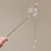 Horquilla de Aleación con Estilo Antiguo para Mujer, Horquilla de Alta Gama Estilo Chino Nuevo, Horquilla Versátil con Borla, Accesorio para el Cabello Retro para Moño en la Parte Posterior de la Cabeza