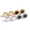 Pendientes Ovalados Geométricos de Combinación de Colores Clásicos Europeos y Americanos Pendientes Básicos Versátiles de Acero Inoxidable Joyería para Niñas Venta Directa de Fábrica