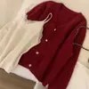 Suéter cárdigan de punto con cuello en V talla grande para mujer, nuevo estilo otoño e invierno, holgado, adelgazante, versátil, top de manga larga, suave