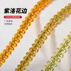 Venta directa del fabricante, suministro en stock de ribete de borde de ciempiés de seda de baja elasticidad de 0,8 cm con hilo dorado y plateado, encaje de color sólido para accesorios de indumentaria y textiles para el hogar