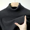 Suéter casual y simple de cuello alto para hombre, de color liso, con mezcla de lana, perfecto como capa interior o exterior, nuevo estilo otoño/invierno