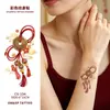 Conjunto de adesivos de tatuagem auspiciosos estilo chinês com peixe koi, peixe dourado, nó chinês, bolsa da sorte, texto, pequenos designs coloridos, à prova d'água para pulso e antebraço