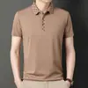 Camisa Polo de manga curta com lapela masculina de verão, top masculino de meia manga fina, camisa para jovens e meia-idade, atacado