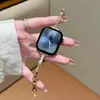 Pulseira de metal estilo pulseira de bambu com detalhes em diamante, adequada para Apple 10, S11, Huawei 11, Fit5, pulseiras Xiaomi Redmi