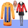 Kakegurui Yuu Tsukushi Luna Abrigo Largo Cosplay Yuu Tsukushi Disfraz Set Completo con Estilo de Anime Japonés