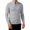Suéter Floral de Medio Cierre para Hombre Otoño/Invierno 2026 Suéter de Punto Retorcido con Cuello Alto Chaqueta de Punto Casual de Color Sólido