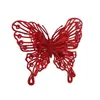 Guirlanda de Natal de Borboleta com Glitter Dourado de Camada Dupla Decoração de Natal Acessório de Arranjo Floral DIY Decoração de Casamento Caixa de Presente