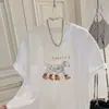 Camiseta Branca Estilo Coreano com Estampa de Letras, Gola Redonda, Manga Curta, Nova Coleção Verão 2026 Feminina, Top Solto Emagrecedor