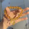 Hazte Rico Inmediatamente, Nuevo Estilo Lujo Ligero Diseño de Nicho Pulsera de Cristal de Cabello Amarillo de Imitación de Gama Alta como Regalo para Tu Novia