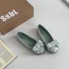 Zapatos Mary Jane Clásicos Franceses Estilo Suave Versátiles Punta Redonda para Mujer Verano Lazo Zapatos de Commuting para Mujer Zapatos de Ballet