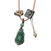Colgante de Jade Hetian Verde Natural Pixiu Atrae Riqueza para Mujeres, Adorno de Jade Colgante Verde Espinaca de Material Viejo