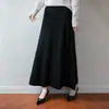 Falda de Punto Trenzado 100% Lana de Longitud Media para Mujer con Cintura Elástica, Falda de Línea A Holgada Casual Versátil