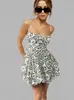 Moda de Exportação Europeia e Americana Elegante Vestido Curto Lv Feminino Estampado Verão Cintura Fofa