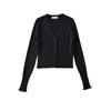 Outono menina V-neck single-breasted camisola feminina bainha renda fina cintura alta curto manga longa cardigan top