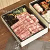 Caixa de Embalagem Descartável de Madeira para Levar Catering Nove Quadrados Caixa para Acampamento Piquenique Churrasco Caixa para Hot Pot Caixa Compartimentada para Vegetais