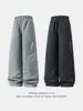 Pantalones de Algodón Funcionales Rectos para Exterior, Estilo Otoño e Invierno, Pantalones Casuales de Trabajo Color Block con Cremallera, Pantalones Largos Cálidos y Gruesos