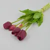 Buquê de Tulipas Simuladas de Cola Macia Flor de Tulipa Pe Látex Silicone Flor Artificial Toque Hidratante 5 Cabeças de Tulipas