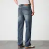 Jeans de Negocios Azules Oscuros de Alta Gama Italianos para Hombre, Pierna Recta Holgada, Nuevos Pantalones Casuales de Seda Helada Otoño 2026