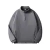 Sudadera con cuello alto texturizado, engrosada de 390 g, con media cremallera para hombre, estilo americano simple, holgada, pesada, para otoño e invierno