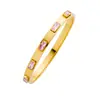 Pulsera de Acero de Titanio Dorado con Incrustaciones de Circonia Retro de Lujo Ligero Transfronteriza Europea y Americana, Pulsera Versátil de Acero Inoxidable Chapado en Oro de Alta Gama