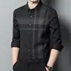 Camisa de Manga Larga Sin Marca para Hombre Primavera y Otoño Casual de Negocios Camisa para Hombre de Mediana Edad Camisa a Cuadros para Hombre de Mediana Edad