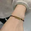 [Yeon-Yeon feito à mão] corda trançada feita à mão dinheiro de cobre Mo fivela separada não separa pulseira de pulseira para amantes namoradas