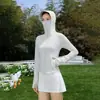 Chamarra de Protección Solar Estilo Ala de Sombrero Ono Ajustada para Mujer Modelo Nuevo 2026 Ceñidor de Cintura Adelgazante Ropa con Filtro Solar Protección UV Abrigo Transpirable
