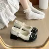 Zapatos Mary Jane estilo Chanel para mujer, nuevo modelo otoño 2026, moño poco profundo, tacón grueso, versátiles con faldas, zapatos pequeños de cuero JK