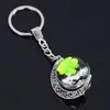 Chaveiro de Trevo de Quatro Folhas Fluorescente, Chaveiro de Bola de Cristal Brilhante da Sorte, Chaveiro Grande de Cristal de Trevo de Quatro Folhas Giratório